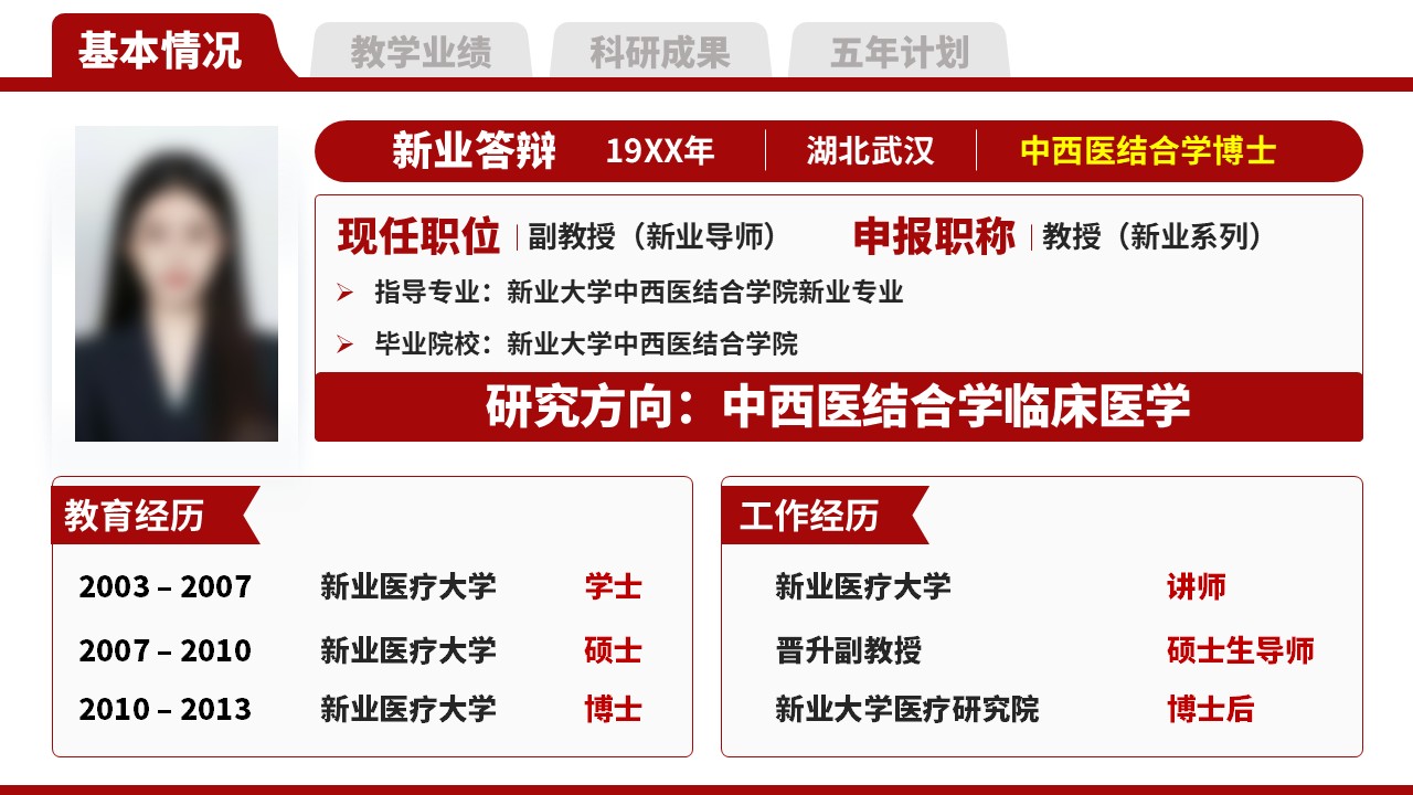 教授职称答辩（医学老师 红色）第3页预览图