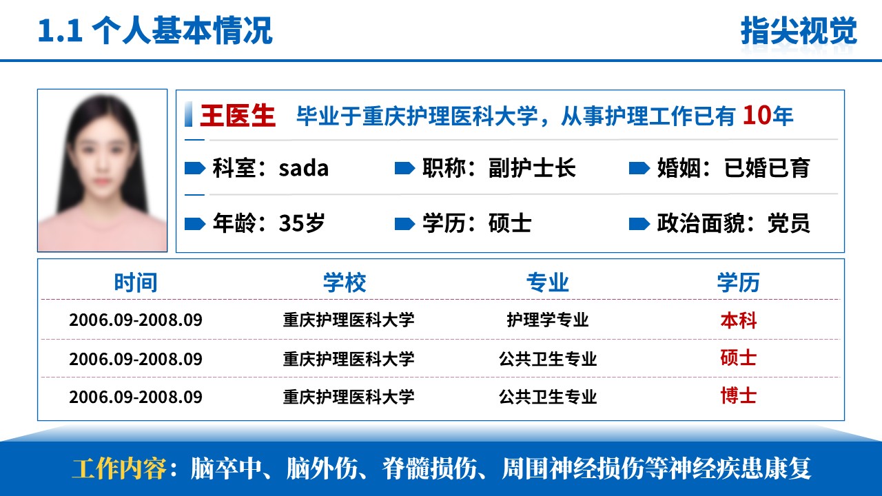 049期-护士长述职答辩（蓝色）第3页预览