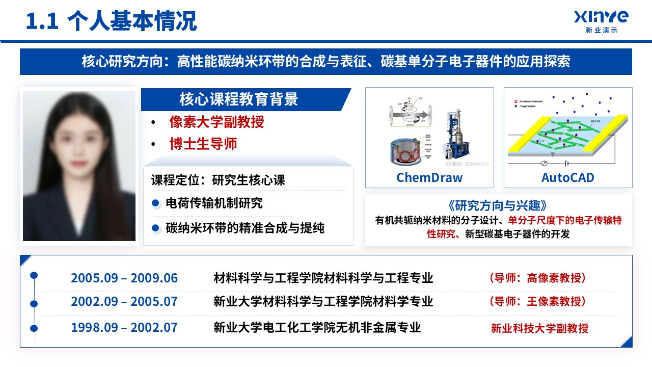 副教授职称答辩(碳纳米环-蓝色）第3页预览图