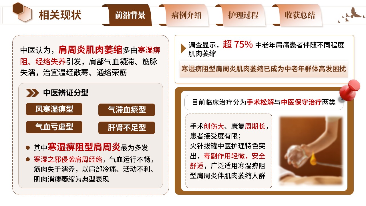 410期-疑难病例 - 一例火针拔罐干预寒湿痹阻型肩周炎肌萎缩患者护理第3页预览