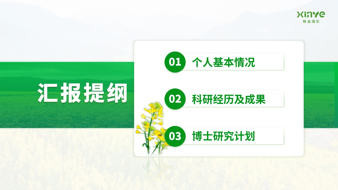 博士研究生申请纯模板(油菜花绿色)第2页预览图