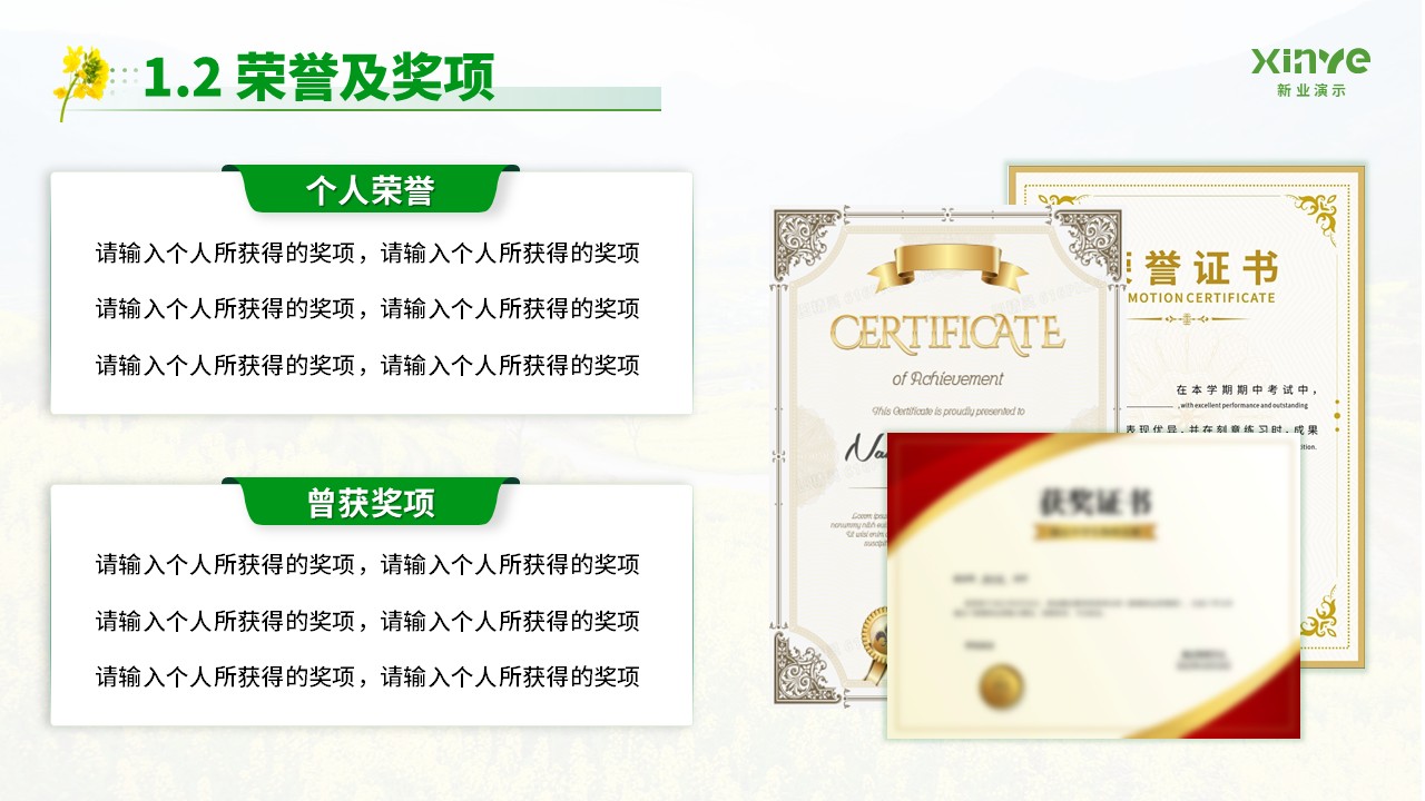 博士研究生申请纯模板(油菜花绿色)第5页预览图