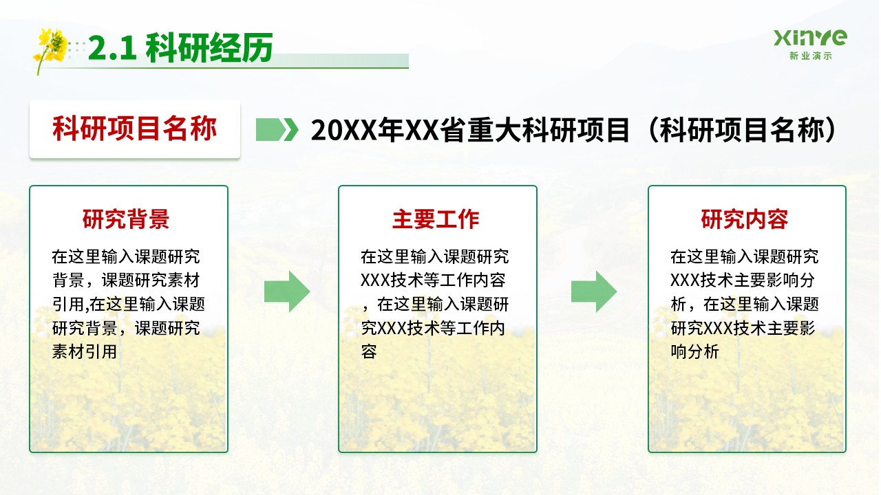 博士研究生申请纯模板(油菜花绿色)第7页预览图