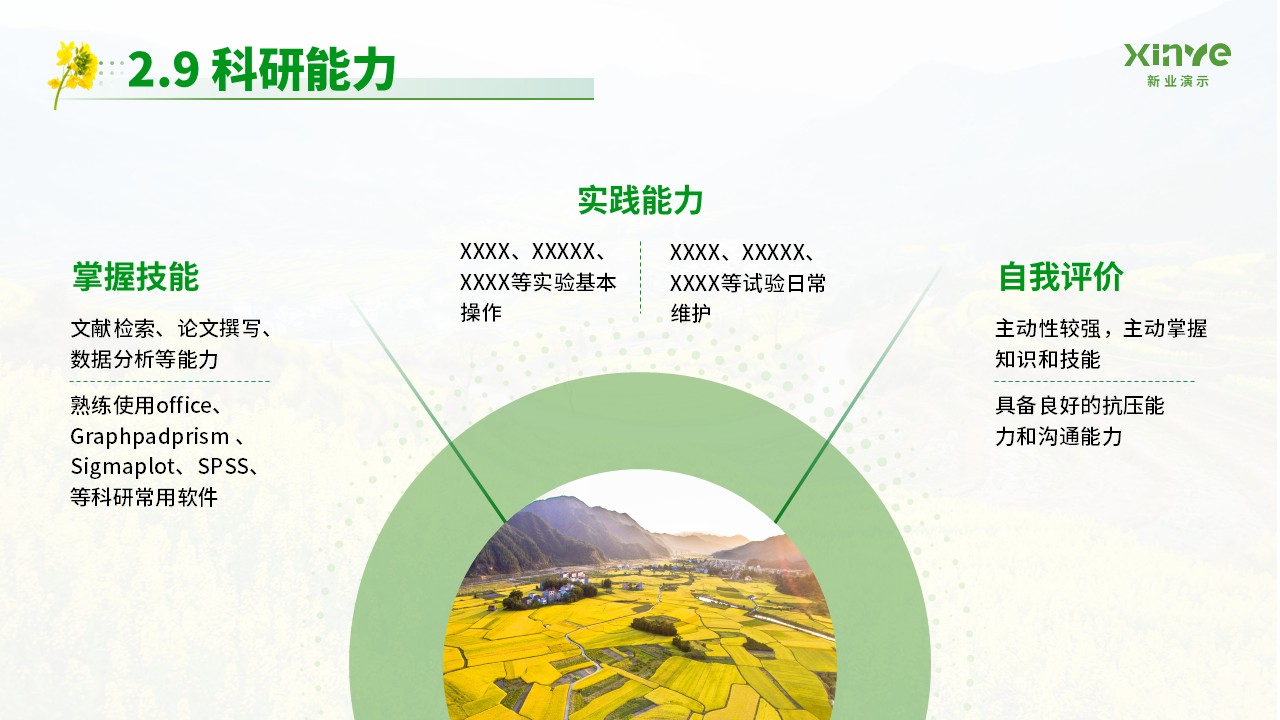 博士研究生申请纯模板(油菜花绿色)第15页预览图