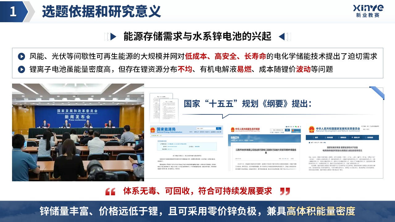 博士开题汇报（高电压水系锌电池-蓝色）第3页预览图