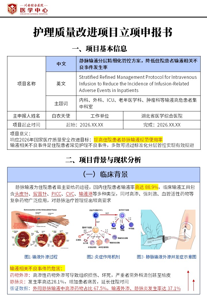 434期-护理质量改进申报书-静脉输液分层精细化管控方案 降低住院患者输液相关不良事件发生率第2页预览