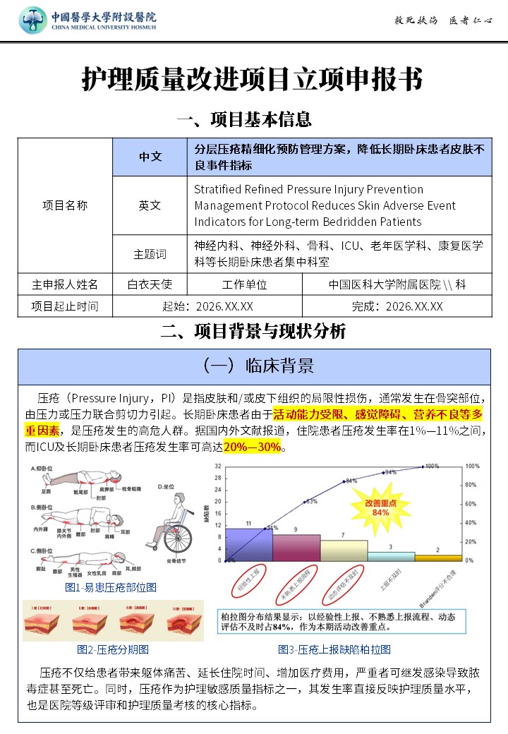 416期-质量改进申报书-分层压疮精细化预防管理方案，降低长期卧床患者皮肤不良事件指标第2页预览