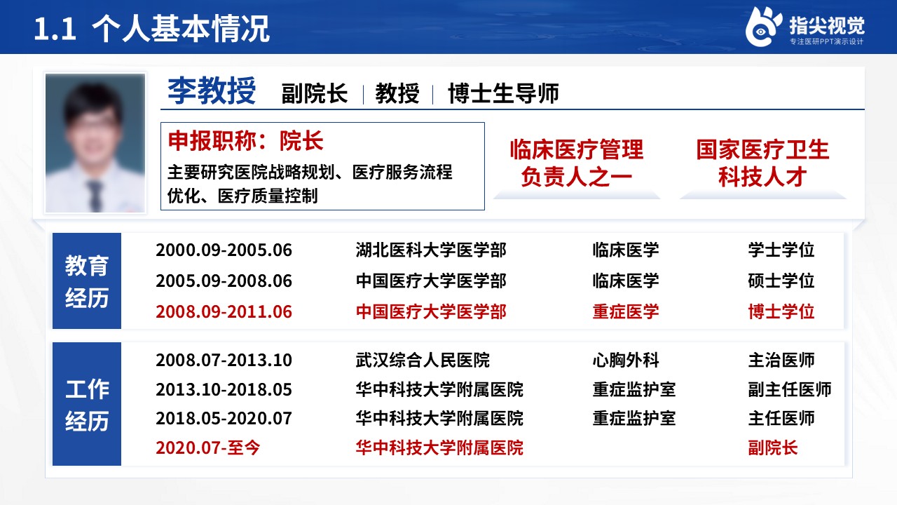 080期-武汉市第一人民医院院长述职答辩（蓝色）第3页预览