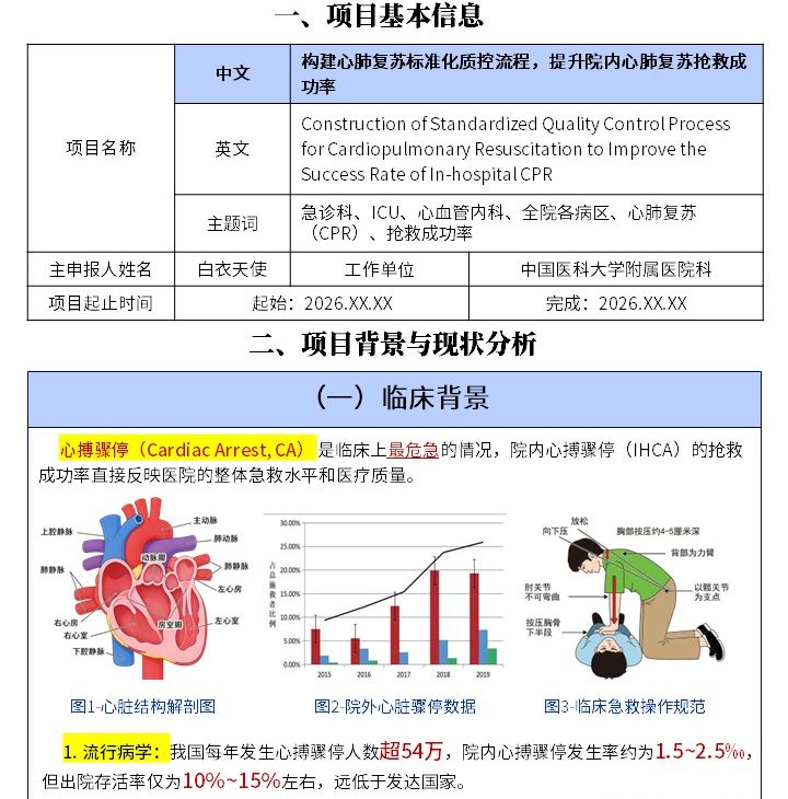 517期-质量改进申报书-构建心肺复苏标准化质控流程,提升院内心肺复苏抢救成功率第2页预览