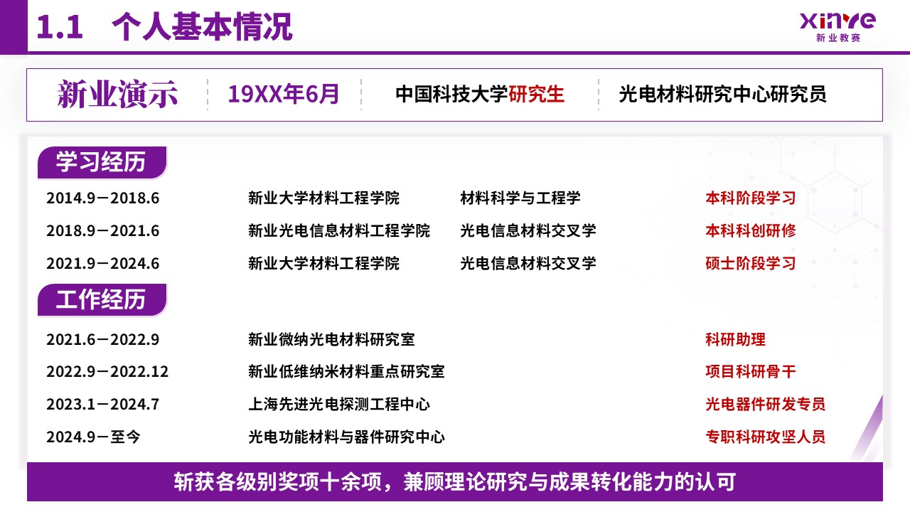 博士入学申请答辩（二维异质结构与光电探测-紫色）第3页预览图