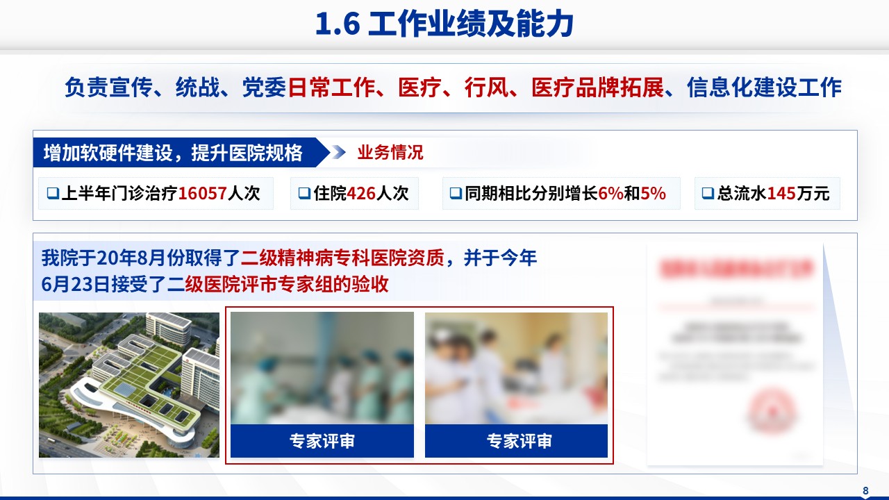 026期-湖南医科大学医院院长竞聘汇报(蓝色)第8页预览