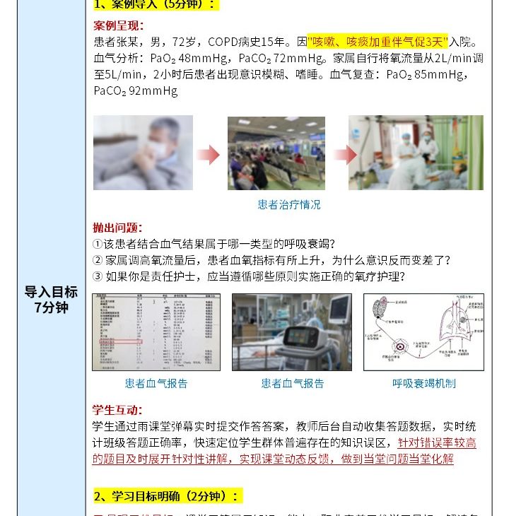 438期-《内科护理学》微课教学设计-呼吸衰竭氧疗策略与精准通气护理第6页预览