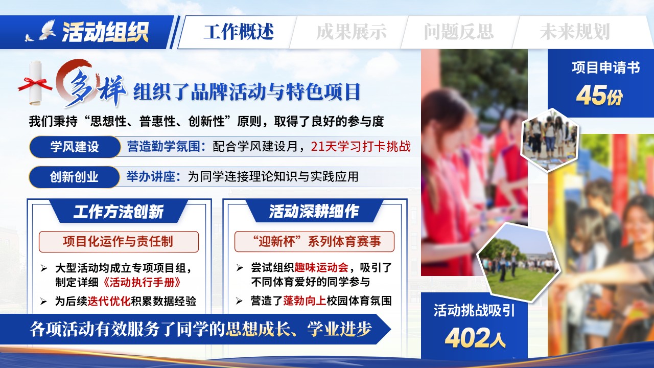 《 办实事不忘初心，担使命砥砺前行》大学生学生会述职报告第5页预览图